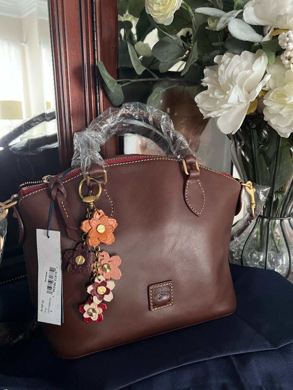 NWT Dooney & Bourke Florentine Chestnut Geena Satchel
